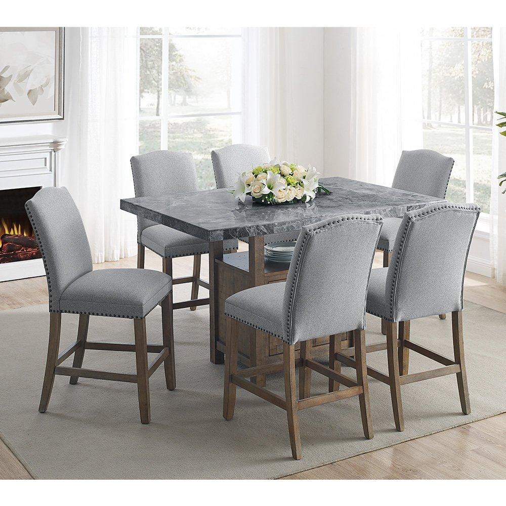 Rent to Own Steve Silver Grayson 7 Piece Counter Height Set Brown